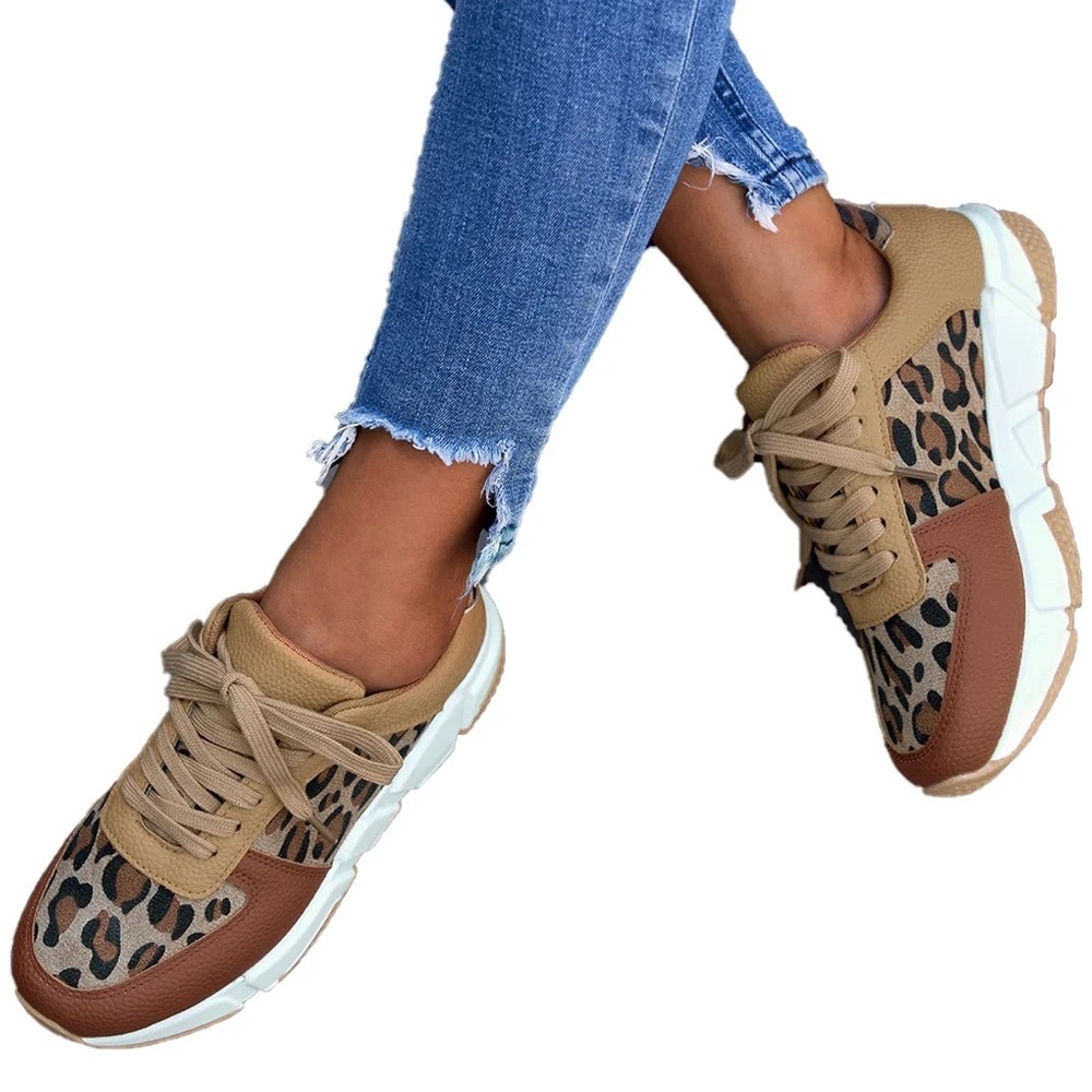 Amazon Leopard Print Sneakers in Tan and Brown